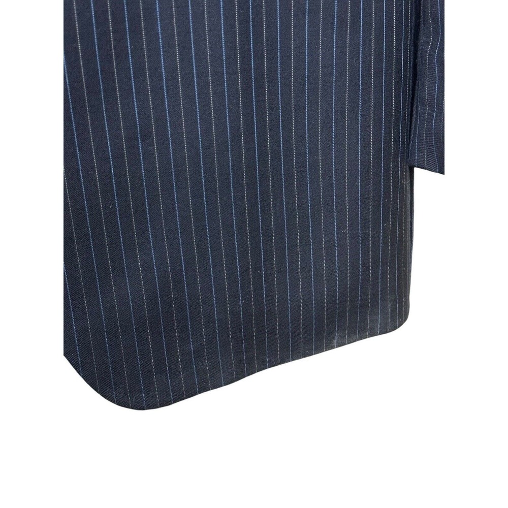 Lauren Ralph Lauren Men's 46L Navy Blue Striped 100% Wool 2 Button Blazer Jacket - Picture 3 of 10